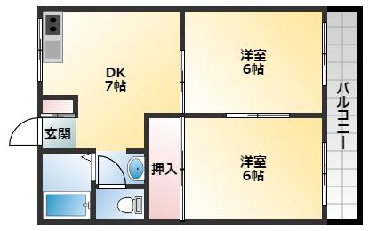 第二塩野マンション(2DK/1階)の間取り写真
