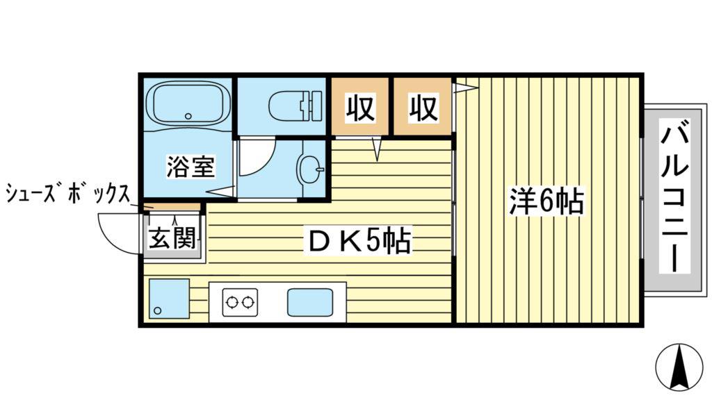 ラポール弐番館(1DK/2階)の間取り写真