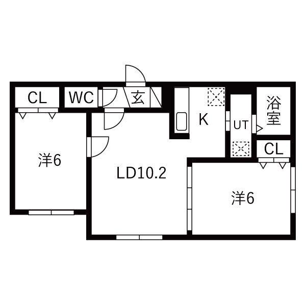 ハピネス西宮の沢(2LDK/2階)の間取り写真
