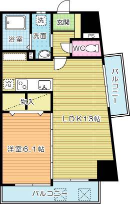 THE SQUARE・SUITE RESIDENCEザ・スクエアスイ(1LDK/5階)の間取り写真