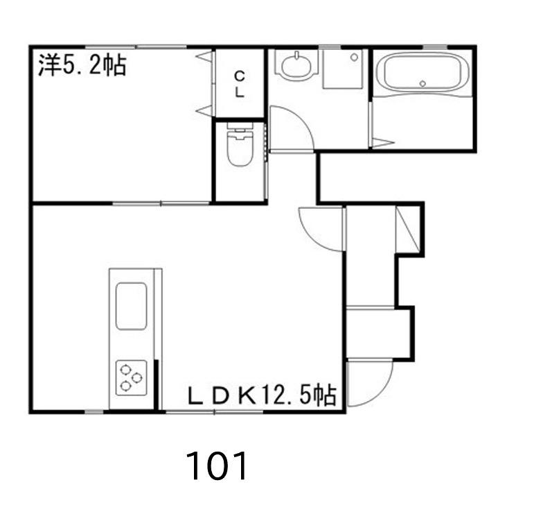 サンサージュ北原(1LDK/1階)の間取り写真