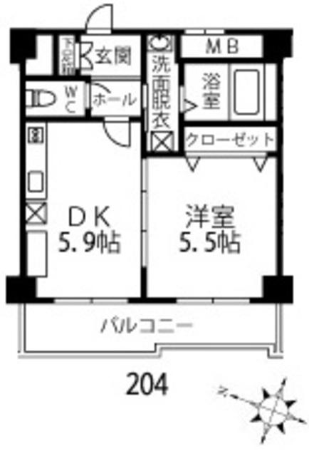 第二矢野ビル(1DK/2階)の間取り写真
