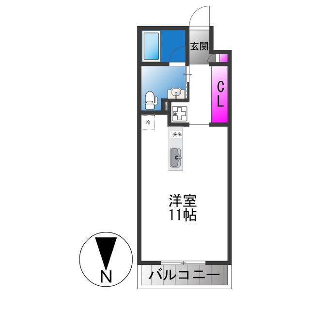 アリビオ北巽(ワンルーム/6階)の間取り写真