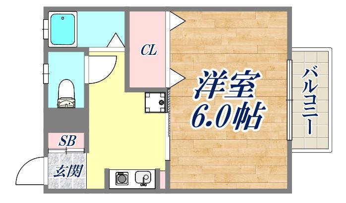鶴居荘A棟(1K/2階)の間取り写真