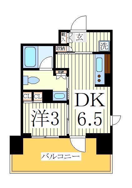 PARK AXIS 柏(1DK/5階)の間取り写真