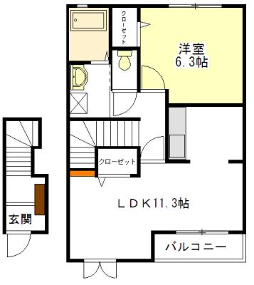 サニーパティオ(1LDK/2階)の間取り写真