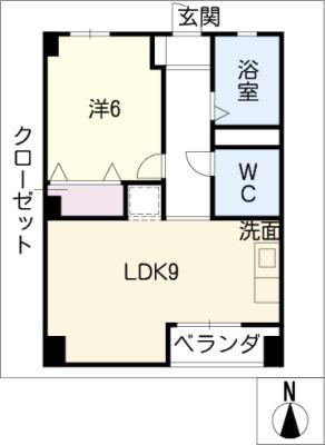 南山ビル(1LDK/4階)の間取り写真