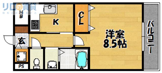 ノーム豊新II(1K/3階)の間取り写真