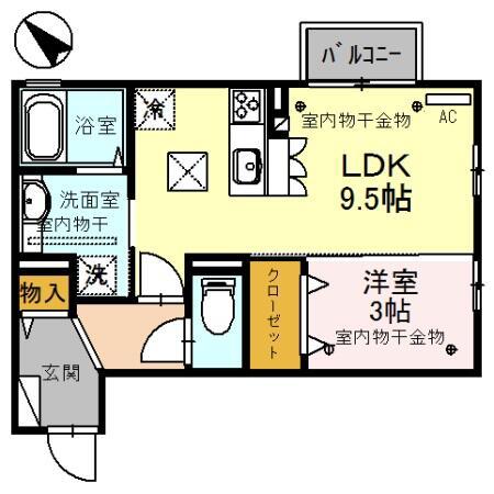 RECENTESEIWA(1LDK/1階)の間取り写真