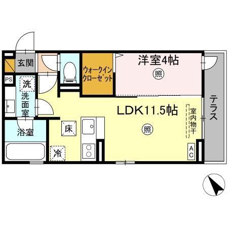 ラヴィエベル(1LDK/1階)の間取り写真