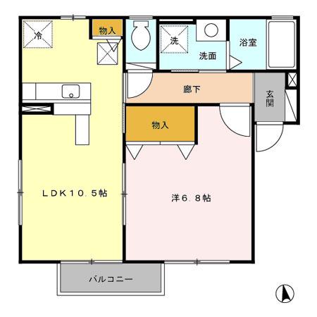 ラ・ベラ・ルーチェ(1LDK/1階)の間取り写真