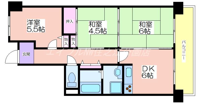 ノアーズアーク住之江(3DK/9階)の間取り写真
