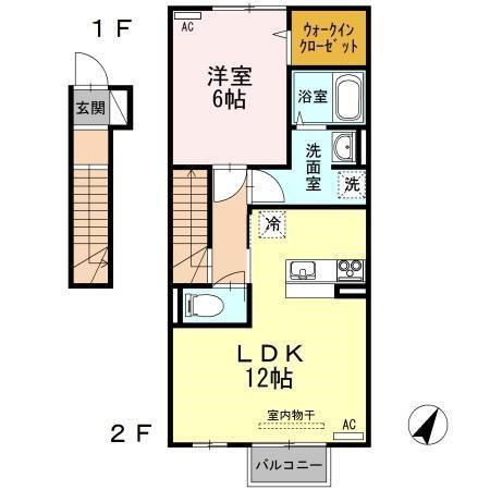 フジレスト(1LDK/2階)の間取り写真