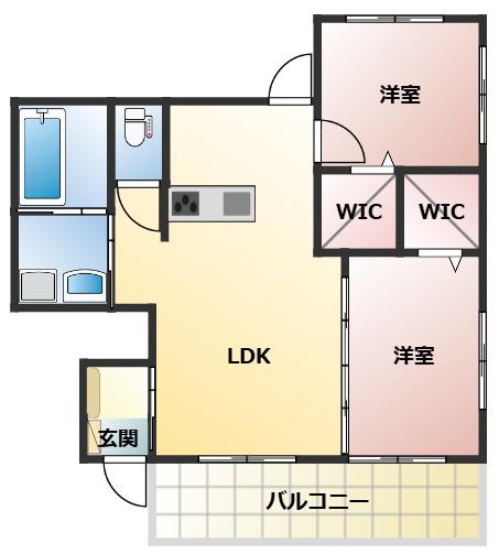 ミアカーサ・セリC(2LDK/1階)の間取り写真