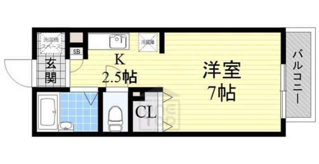 パセオグリーンヒルズ(ワンルーム/1階)の間取り写真
