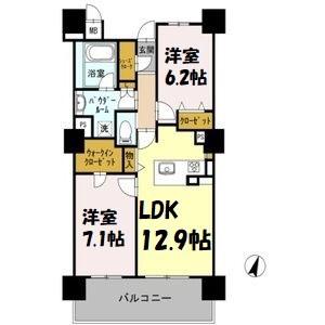 ロイヤルパークスERささしま(2LDK/15階)の間取り写真