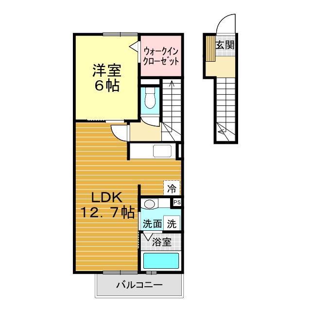アイコート金古曽(1LDK/2階)の間取り写真