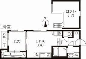 メゾン エトア(1LDK/1階)の間取り写真