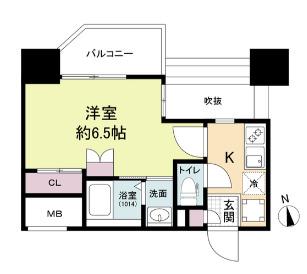 セレニテ難波グランデシュッド(1K/14階)の間取り写真