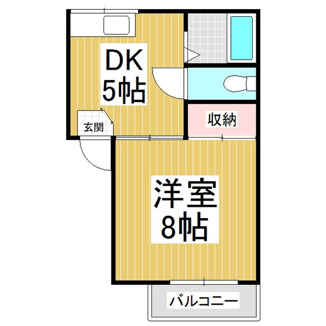 伊北青山ハイツ(1DK/2階)の間取り写真