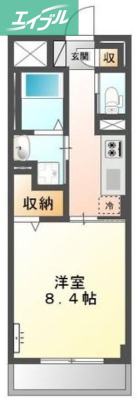 ディアコート下伊福(1K/3階)の間取り写真