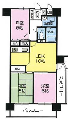 加古川グリーンシティA棟(3LDK/11階)の間取り写真