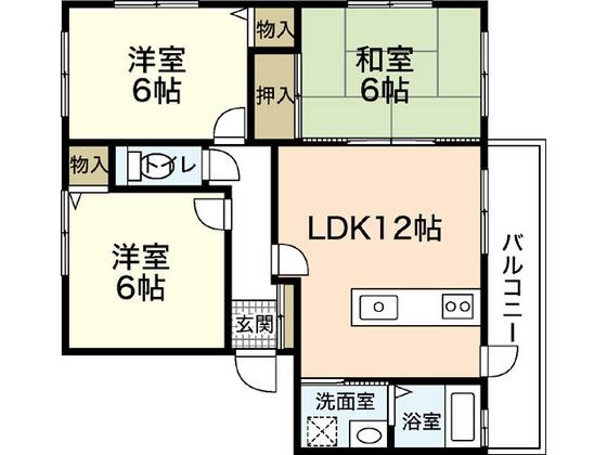 サンヴィレッジ緑井(3LDK/3階)の間取り写真