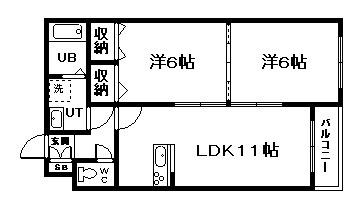 シャンノール山田(2LDK/2階)の間取り写真