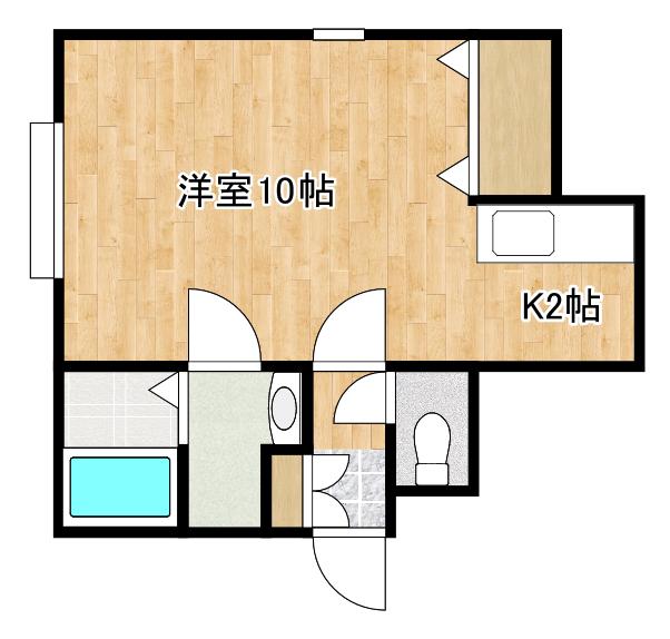 コンフォート恵み野(1K/2階)の間取り写真