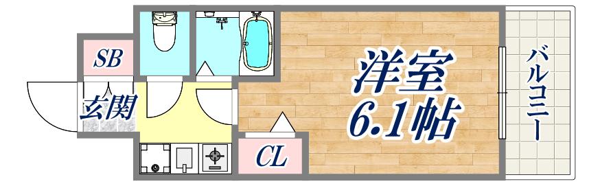 エステムコート神戸西Ⅱ(1K/2階)の間取り写真