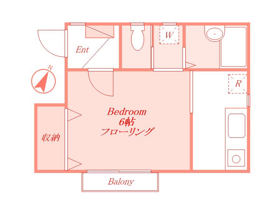 ホームサポートビレッジ(1K/2階)の間取り写真