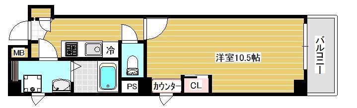 CIEL本町(1K/1階)の間取り写真