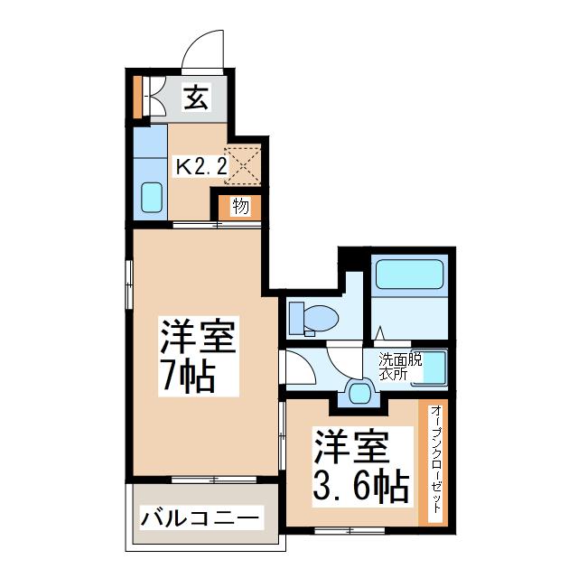 グレース M2(1K/1階)の間取り写真