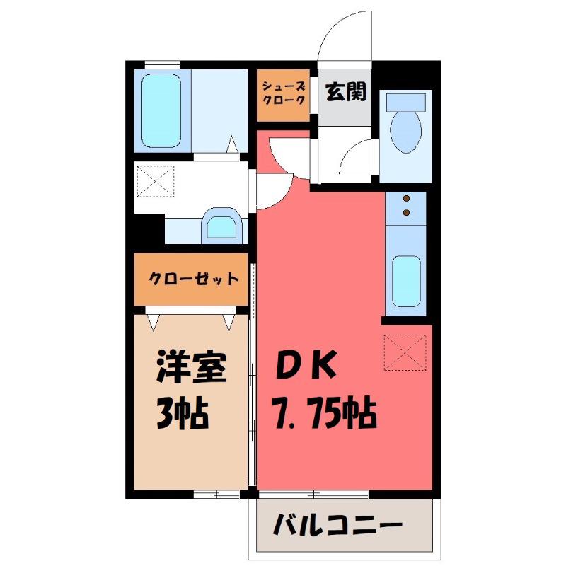 FREESIA(1DK/1階)の間取り写真