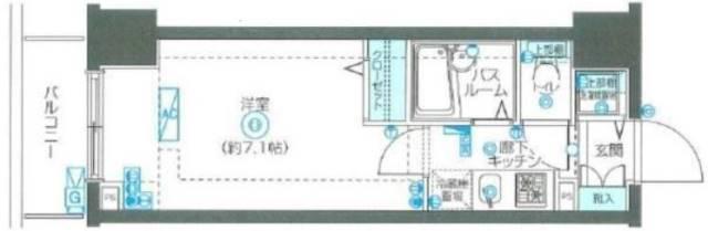 フェニックス品川小山(1K/5階)の間取り写真