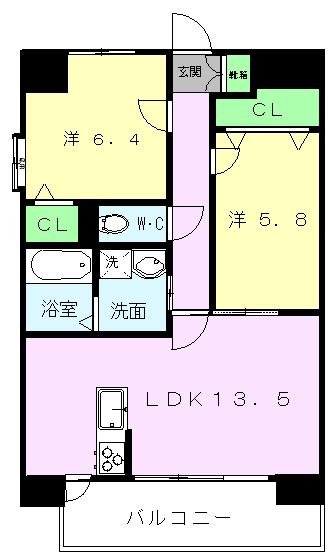 ノブハウス菊陽(2LDK/1階)の間取り写真