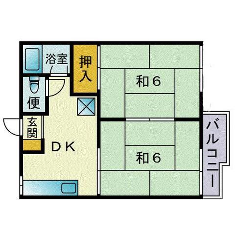 サニーハイツA棟(2DK/2階)の間取り写真