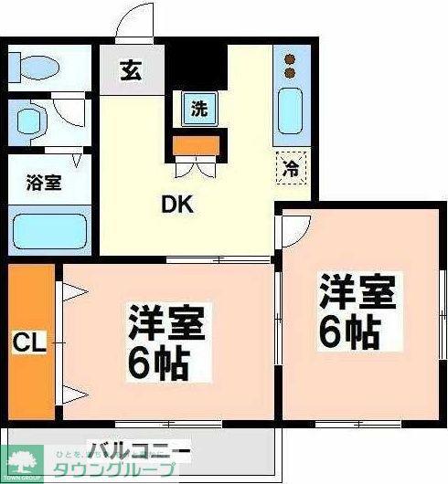 グリーンテラス(2DK/1階)の間取り写真