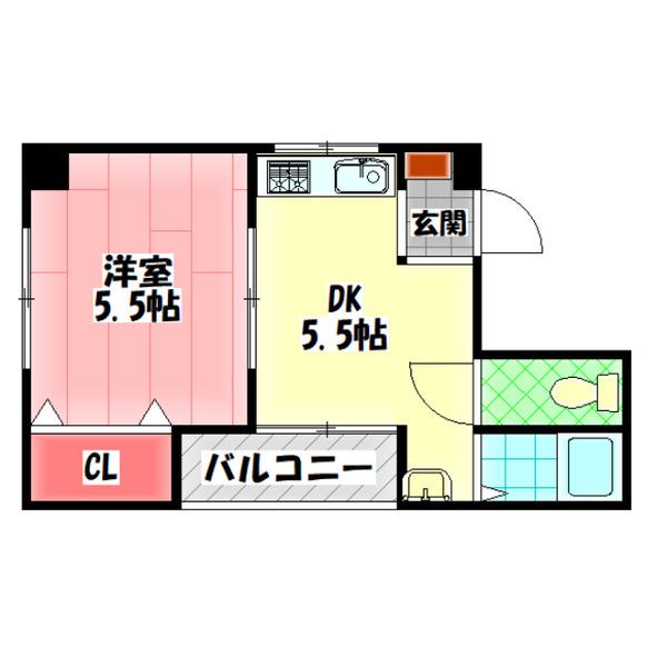 コーエーハイム(1DK/2階)の間取り写真