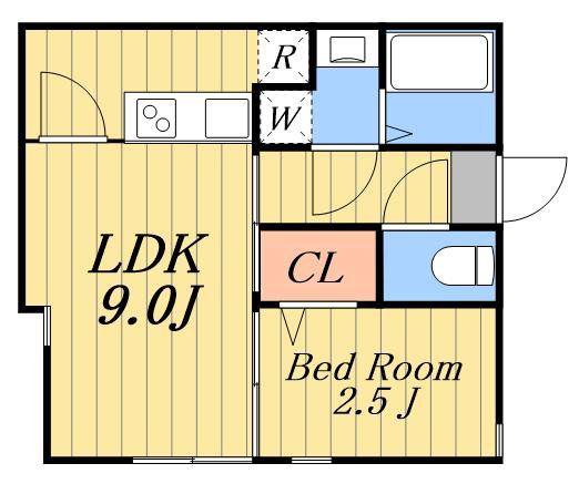 KA RESIDENCE西日暮里(1LDK/1階)の間取り写真