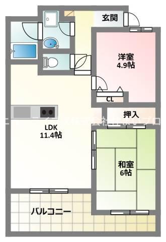 トリ・ビラージュ(2LDK/2階)の間取り写真