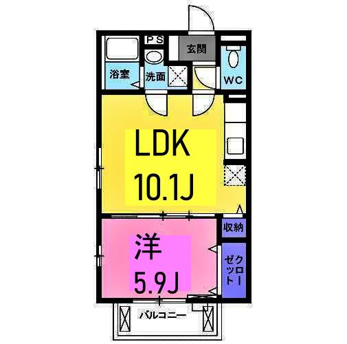 サニーヒル(1LDK/1階)の間取り写真