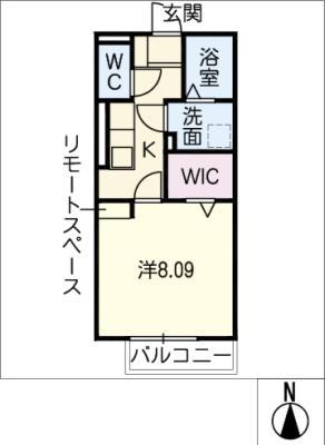 CHAINON(1K/1階)の間取り写真