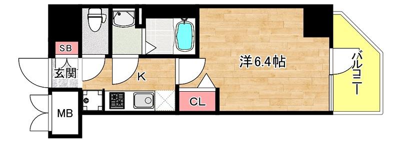 アドバンス大阪カーサ(1K/14階)の間取り写真
