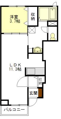 Y・Y LILY(1LDK/1階)の間取り写真