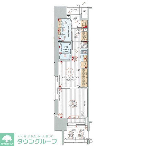 エステムプラザ名古屋駅前プライムタワー(1DK/13階)の間取り写真