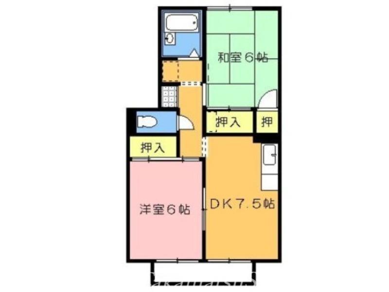 エーデルワイス(2DK/1階)の間取り写真