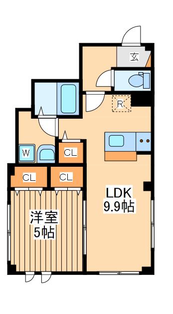 ル エラブル(1LDK/2階)の間取り写真