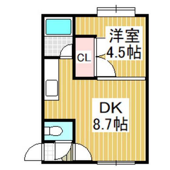 リアル三条(1DK/2階)の間取り写真