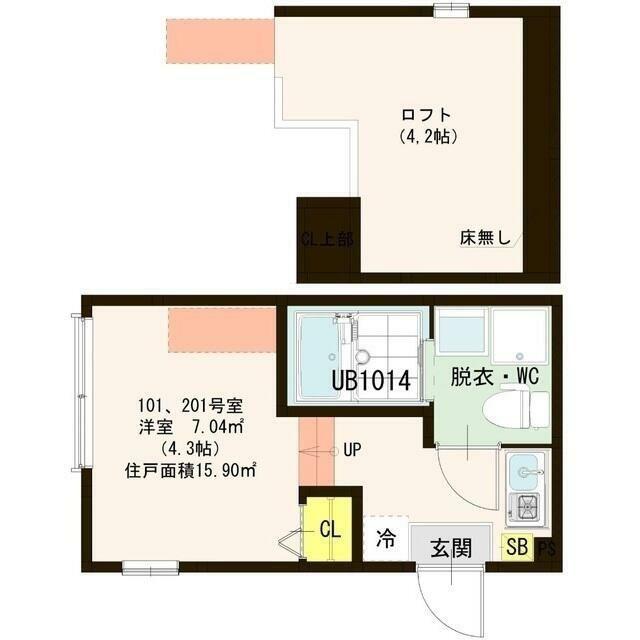 CORRETA(1K/2階)の間取り写真